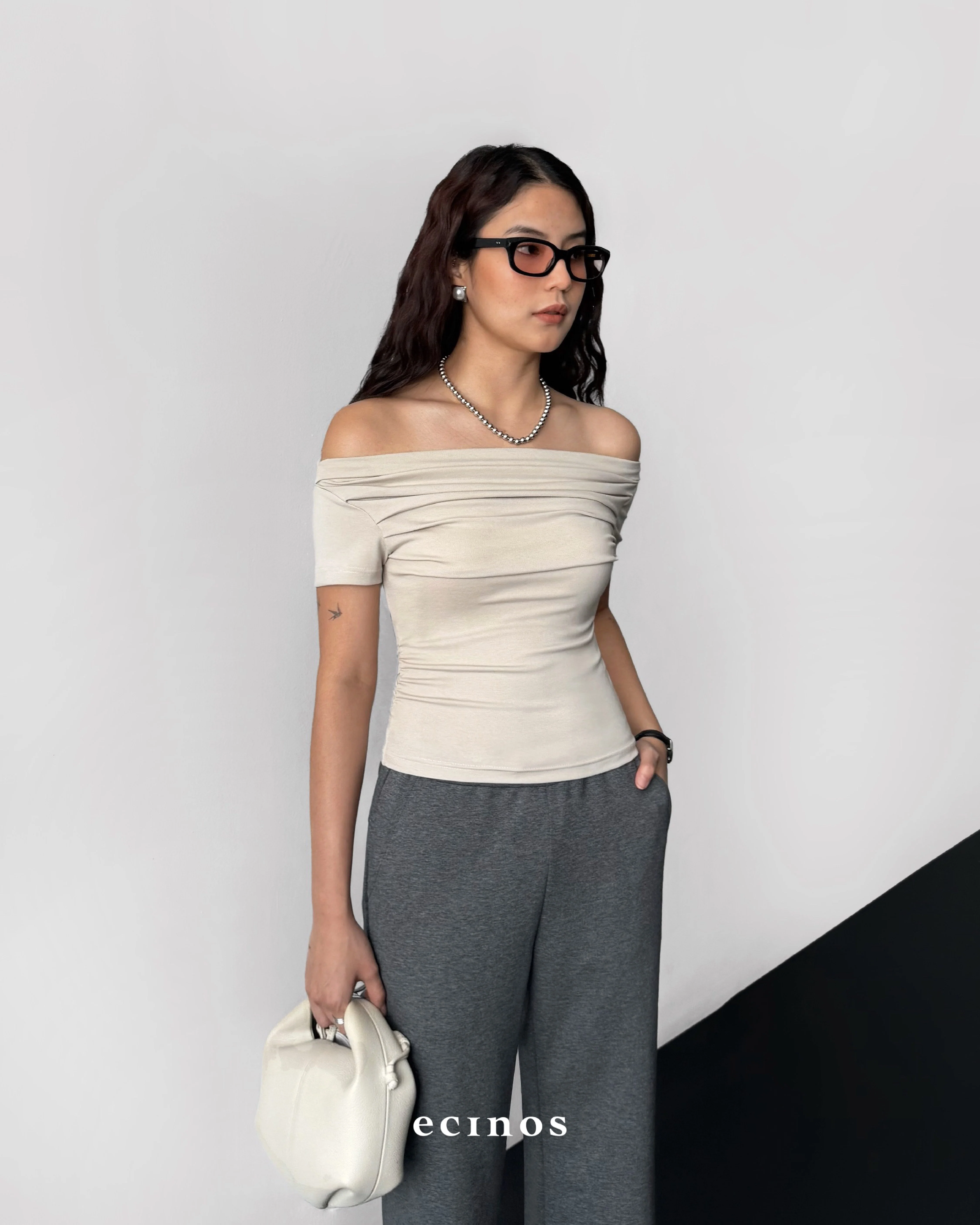 ECINOS - CORE Fitted Off Shoulder Tencel Top - Image 13