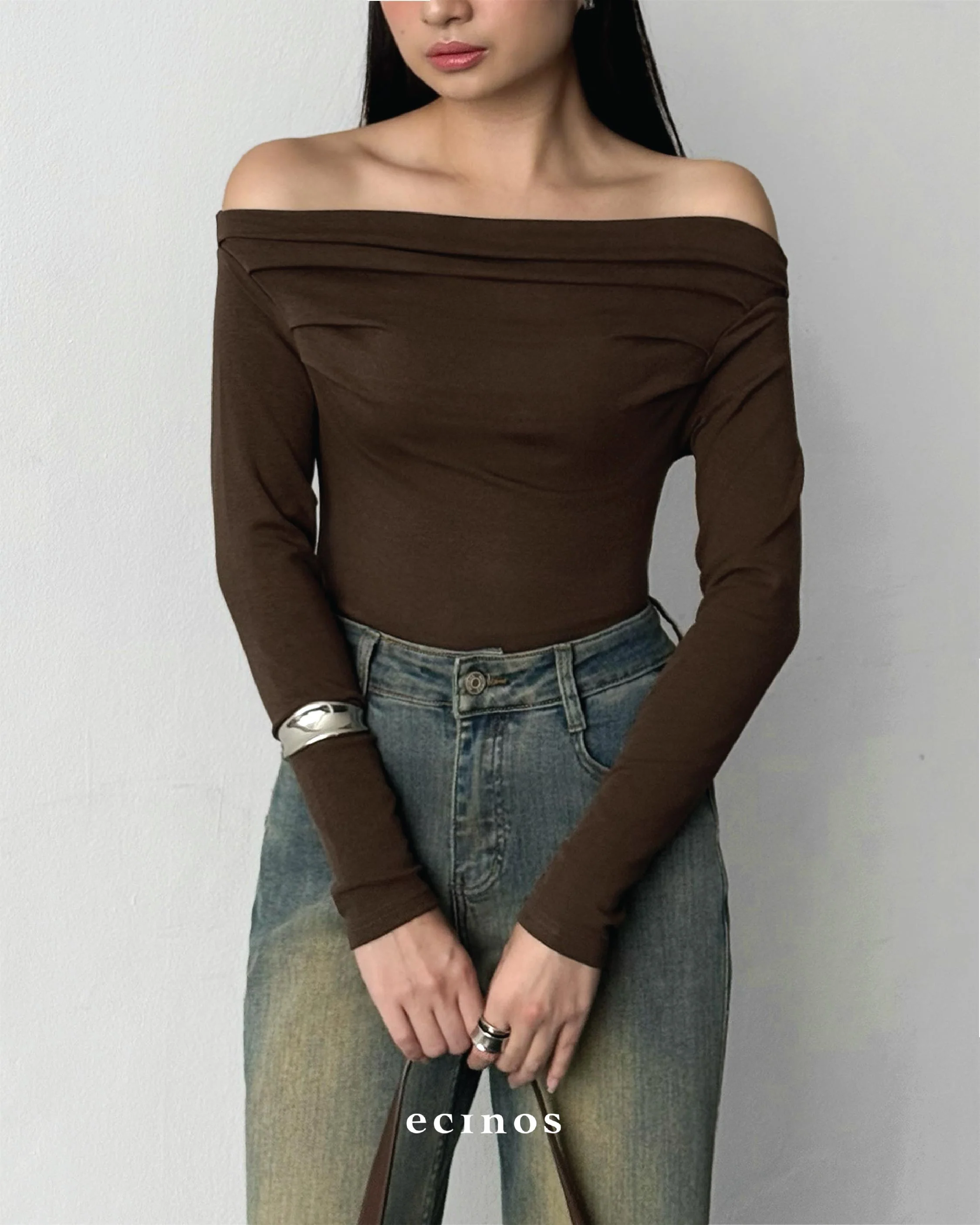 ECINOS - CORE Fitted Off Shoulder Tencel Top - Image 17