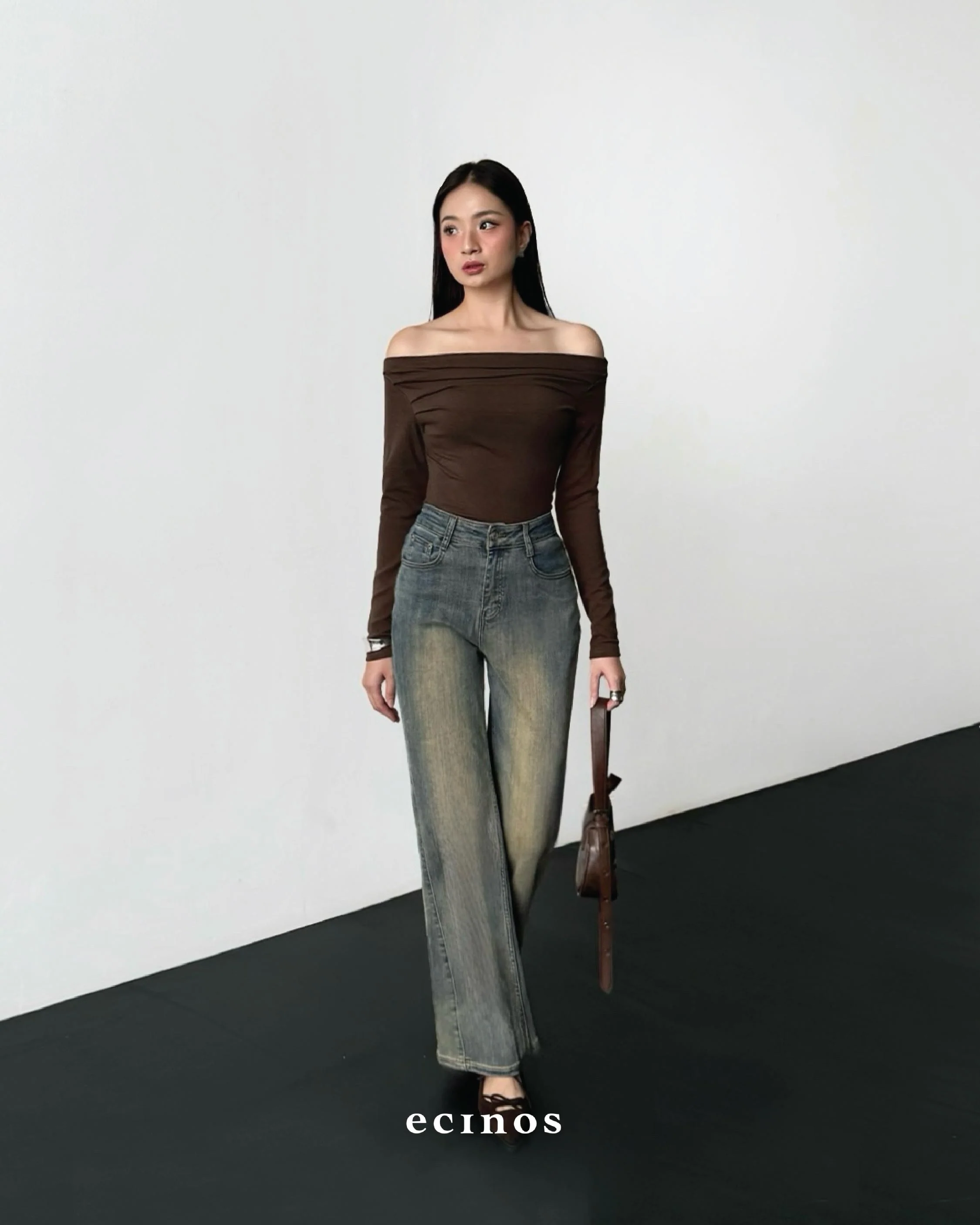 ECINOS - CORE Fitted Off Shoulder Tencel Top - Image 5