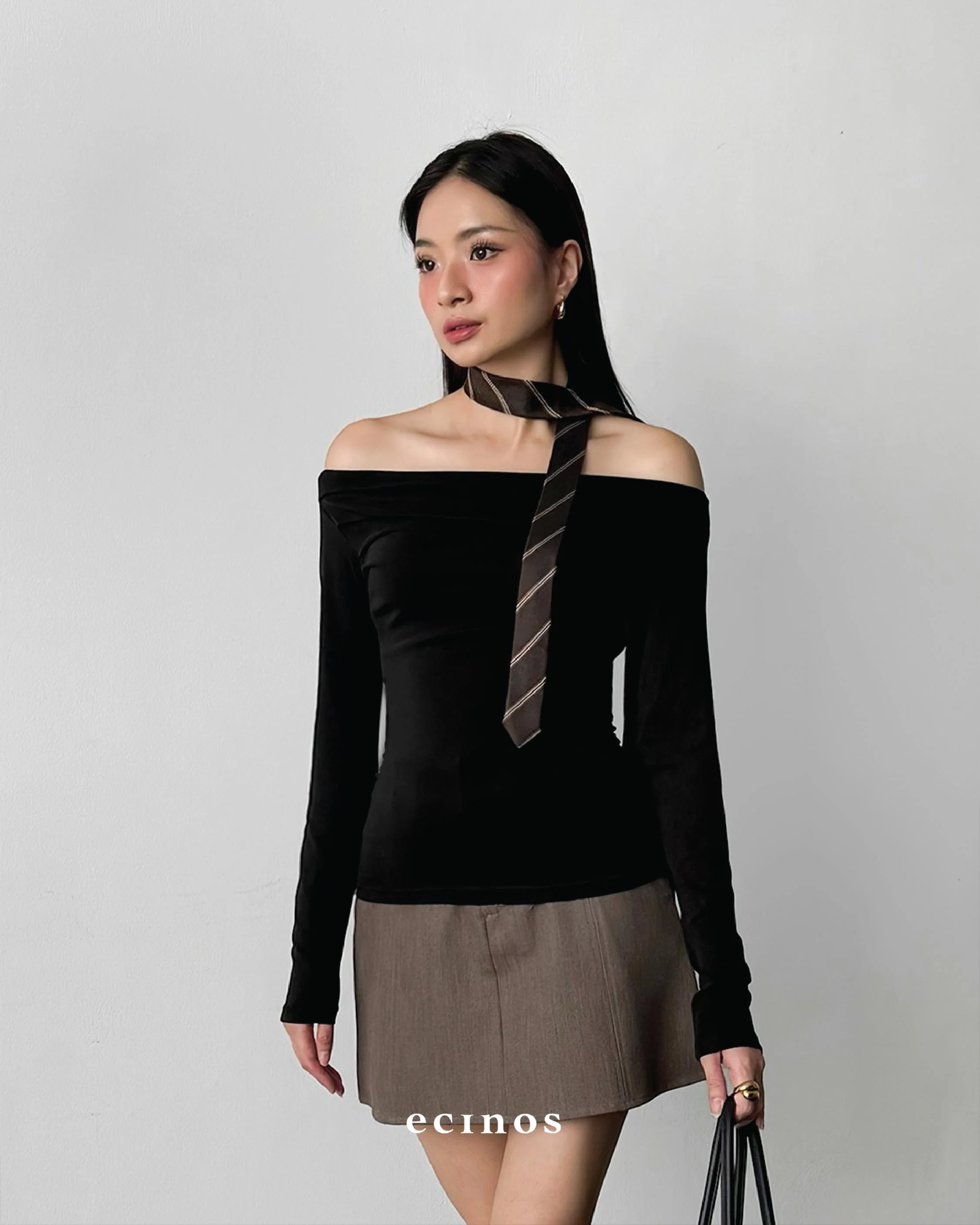 ECINOS - CORE Fitted Off Shoulder Tencel Top - Image 6