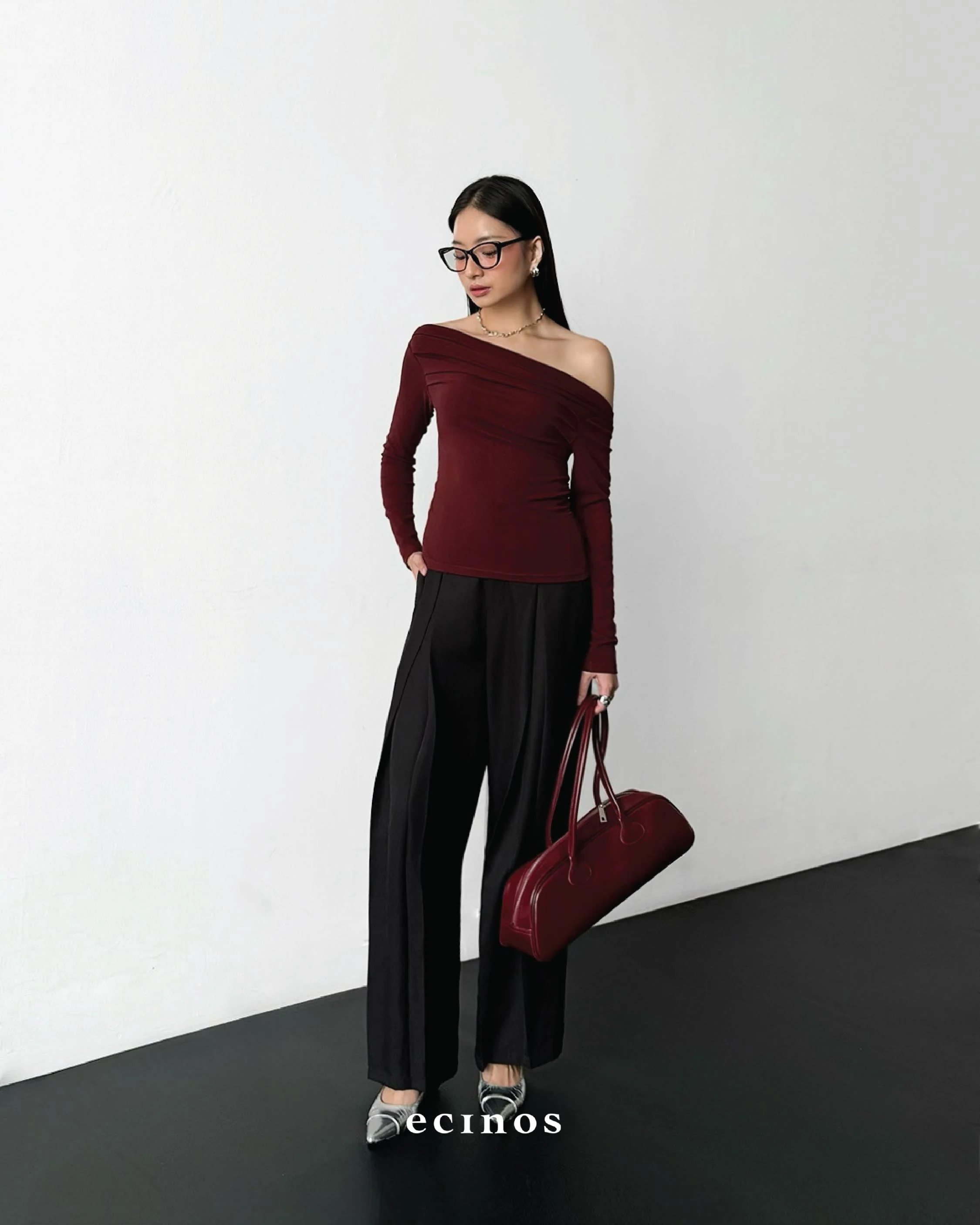 ECINOS - CORE Fitted Off Shoulder Tencel Top - Image 8