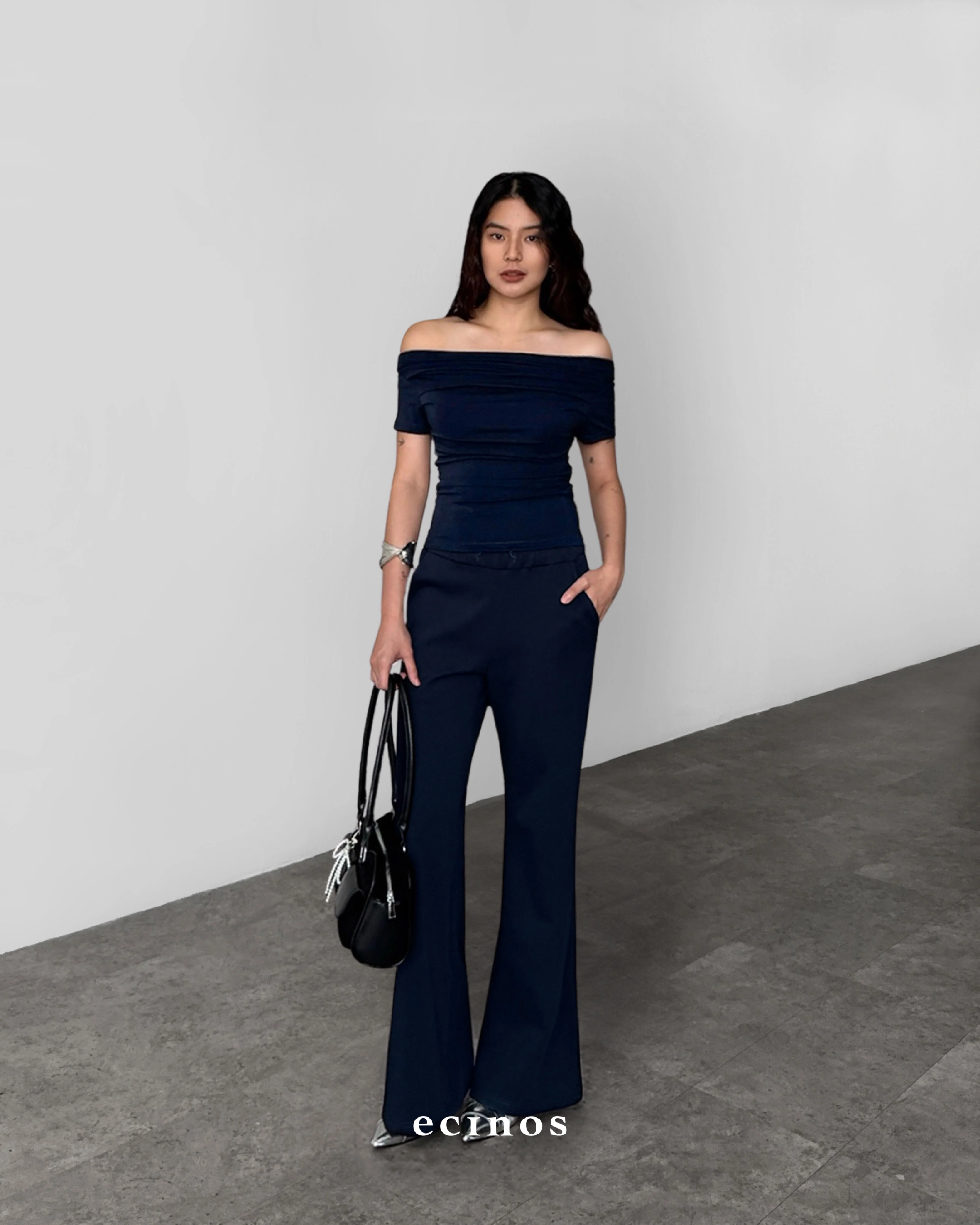 ECINOS - CORE Fitted Off Shoulder Tencel Top - Image 9