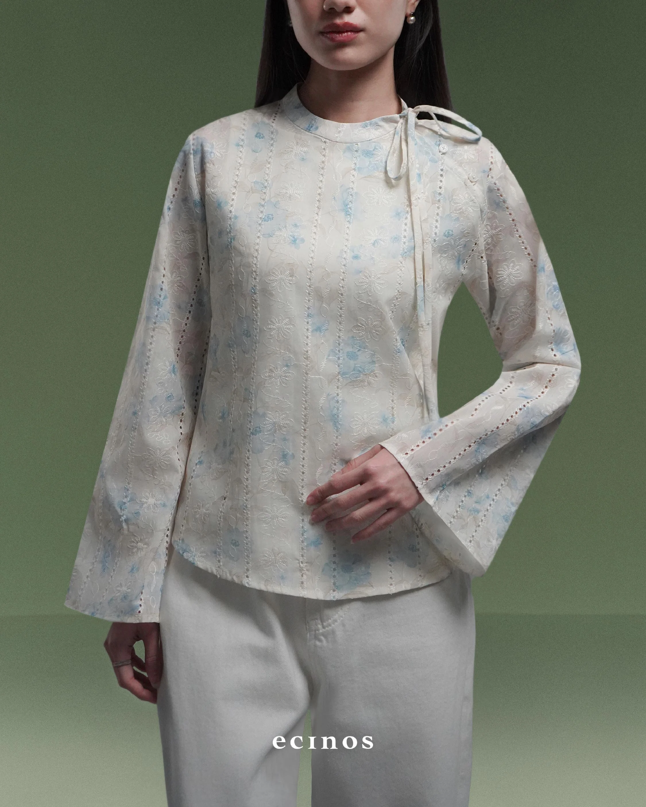 ECINOS - Peony Tie Neck Blouse - Image 12