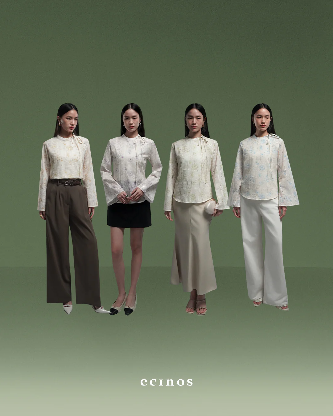 ECINOS - Peony Tie Neck Blouse - Image 3