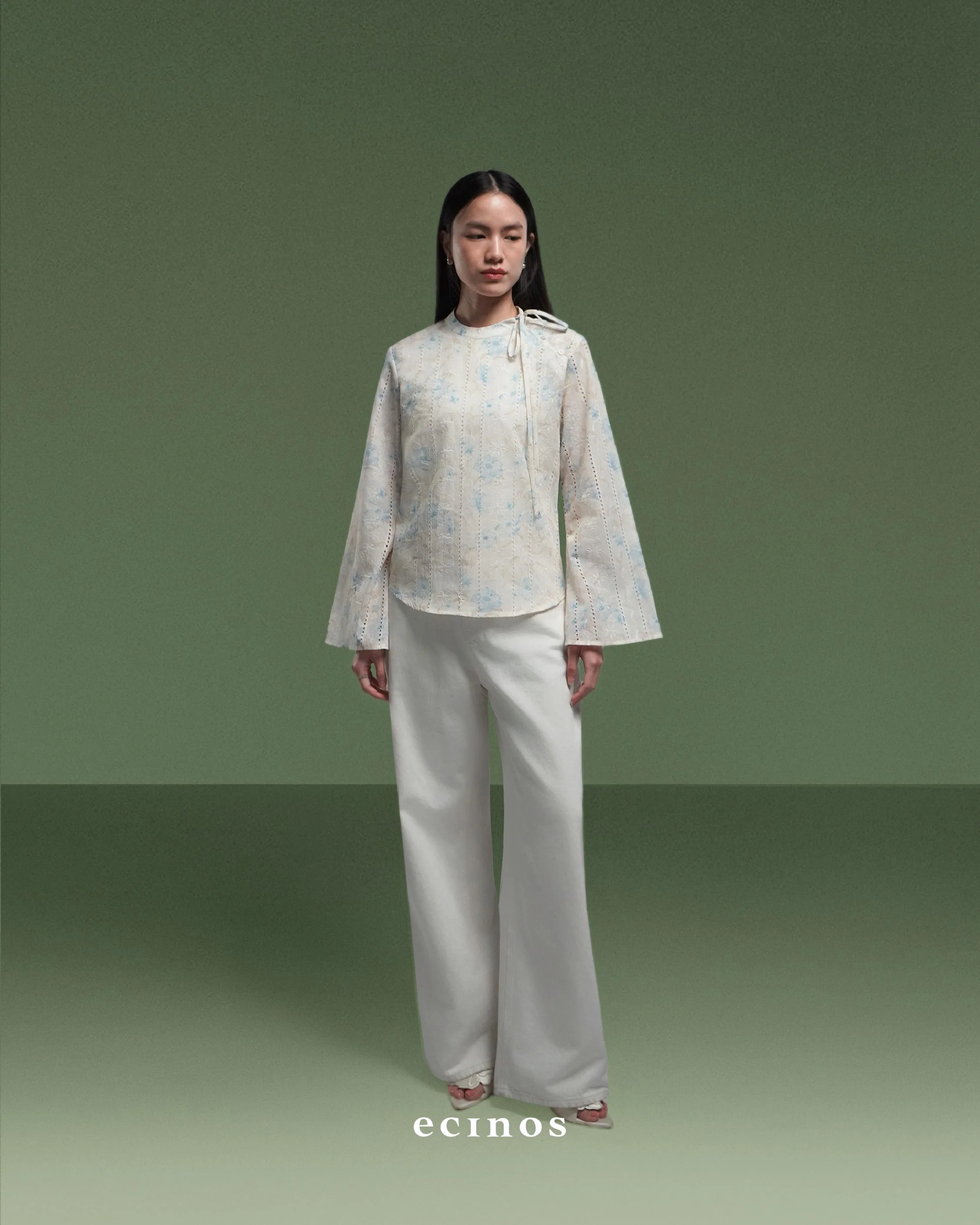 ECINOS - Peony Tie Neck Blouse - Image 5