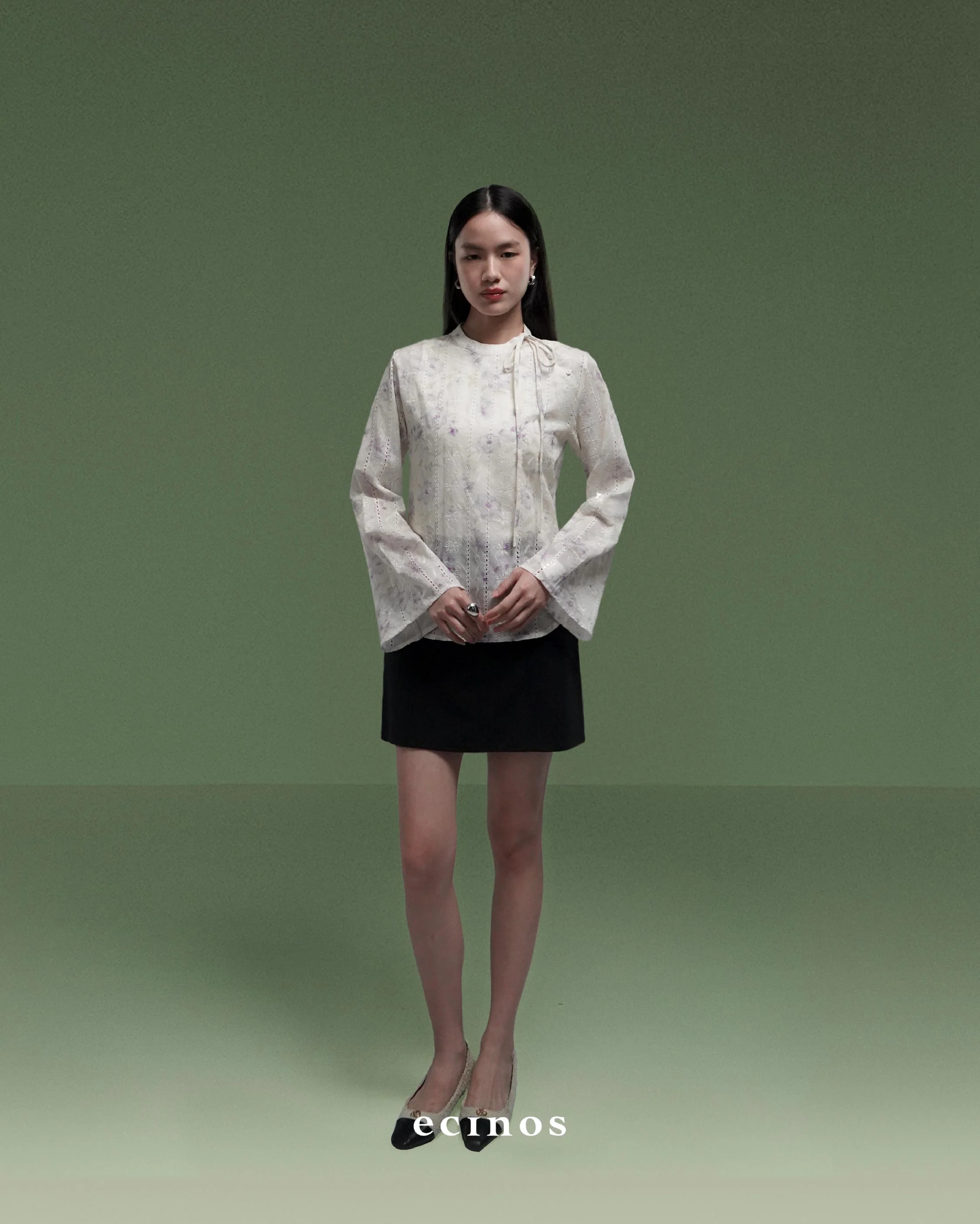 ECINOS - Peony Tie Neck Blouse - Image 8